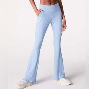 Outdoor Voices Women SuperForm Rib Flare Pants Large Morning Blue Pull On Lounge